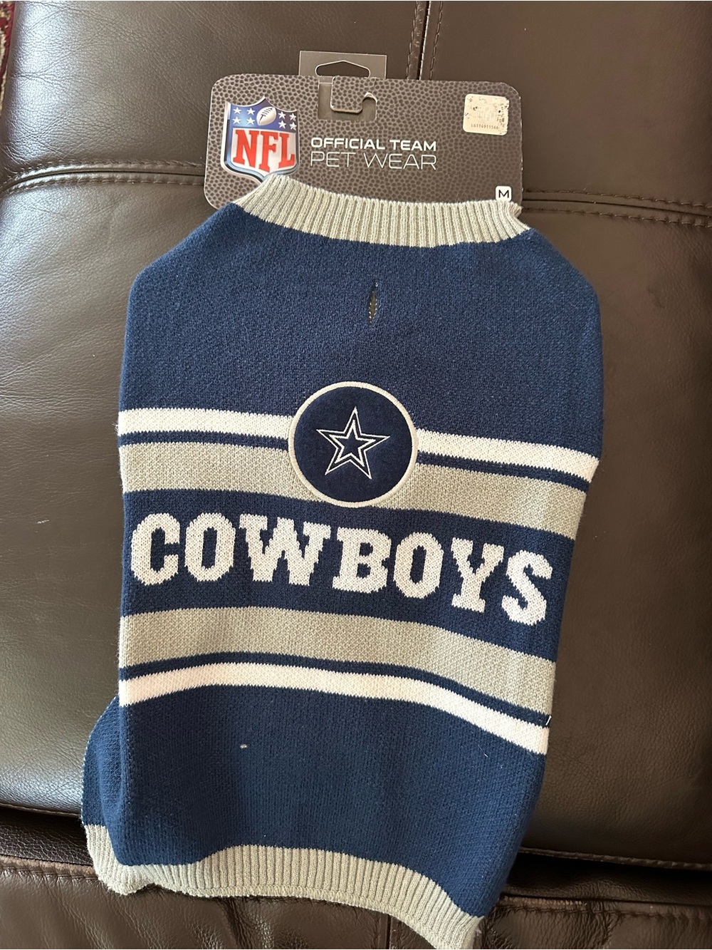 NFL Cowboys Navy and Gray Knit Pet Sweater